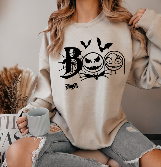 BOO nightmare before Christmas Hallowen SINGLE COLOR BLACK  size ADULT  DTF TRANSFERPRINT TO ORDER