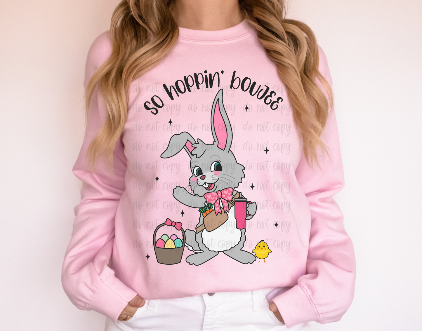 RTS So Hoppin' Boujee EASTER bunny crossbody cup MATTE BREATHABLE CLEAR FILM SCREEN PRINT TRANSFER ADULT 10X12