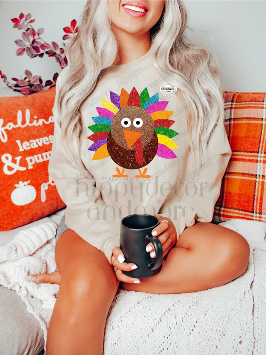TURKEY multi color  Thanksgiving fall  ADULT  DTF TRANSFERPRINT TO ORDER