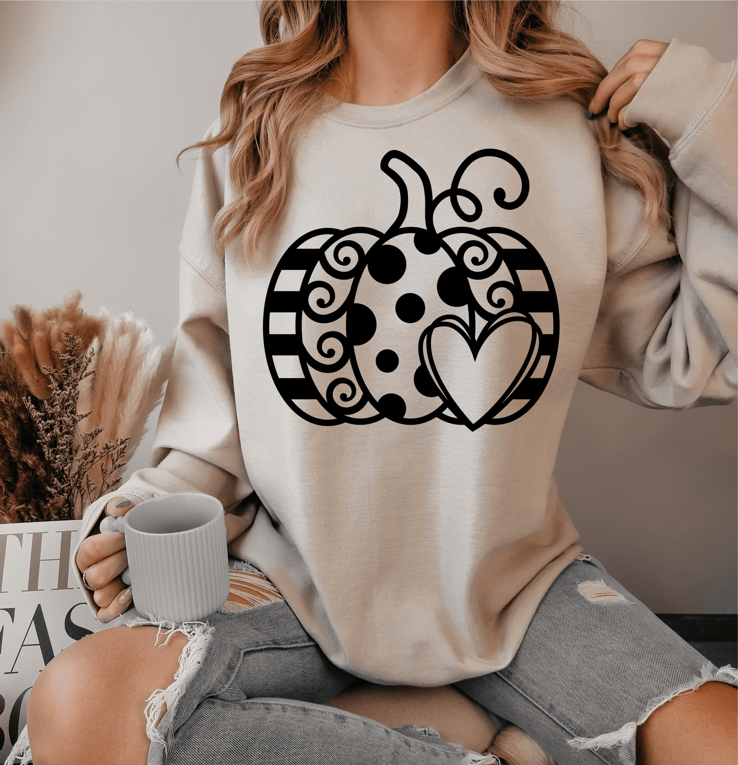 PUMPKIN polka dot heart stripes SINGLE COLOR BLACK size ADULT DTF TRANSFERPRINT TO ORDER - Do it yourself Transfers