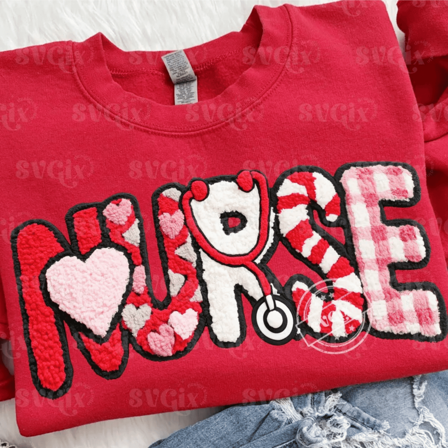 RTS NURSE VALENTINE YARN DTF DIRECT TO FILM transfers ADULT 9X12 - Do it yourself Transfers