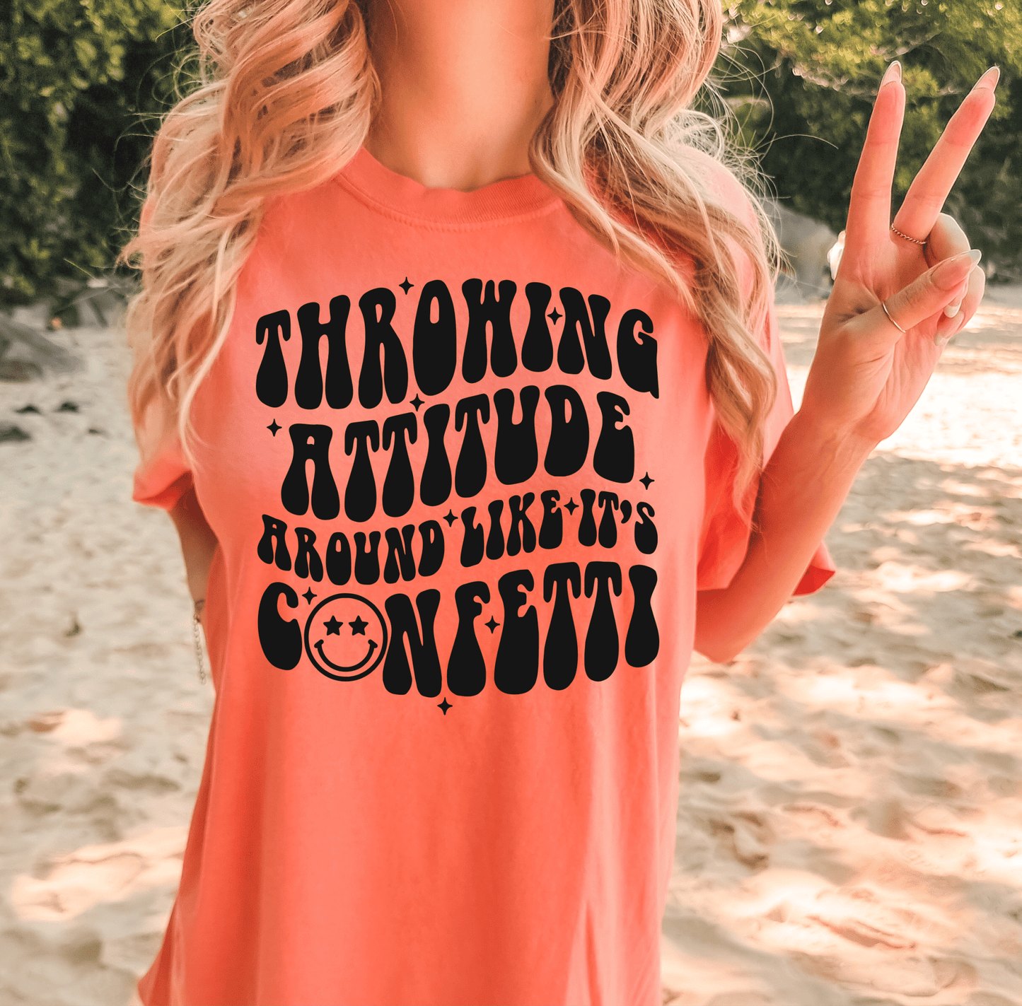 Throwing my attitude arounfd like is's CONFETTI SINGLE COLOR BLACK size ADULT DTF TRANSFERPRINT TO ORDER - Do it yourself Transfers