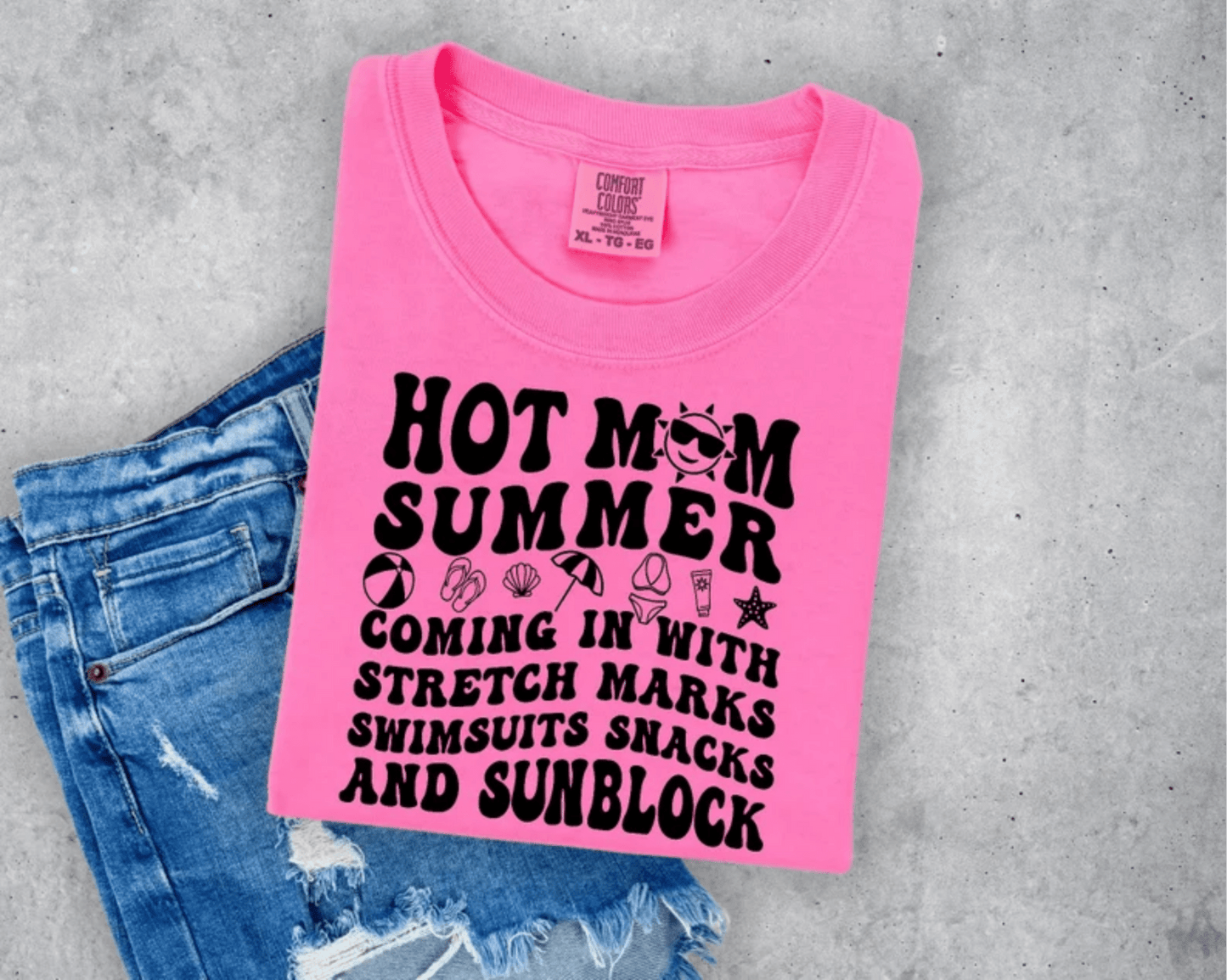 TRANSFER TUESDAY HOT MOM SUMMER COMING IN WITH STRETCH MARKS SWIMSUITS SNACKS SINGLE COLOR BLACK DTF DIRECT TO FILM transfers ADULT 10X12 - Do it yourself Transfers