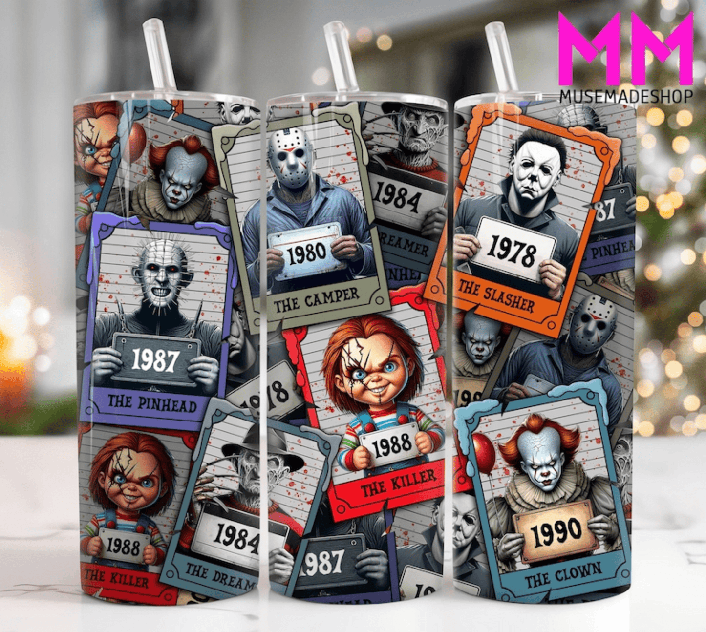 TRANSFER TUESDAY JUNE 24TH HALLOWEEN CUP WRAP GANG 20 oz STRAIGHT SKINNY TUMBLER WRAP 9.6x8.3 - Do it yourself Transfers