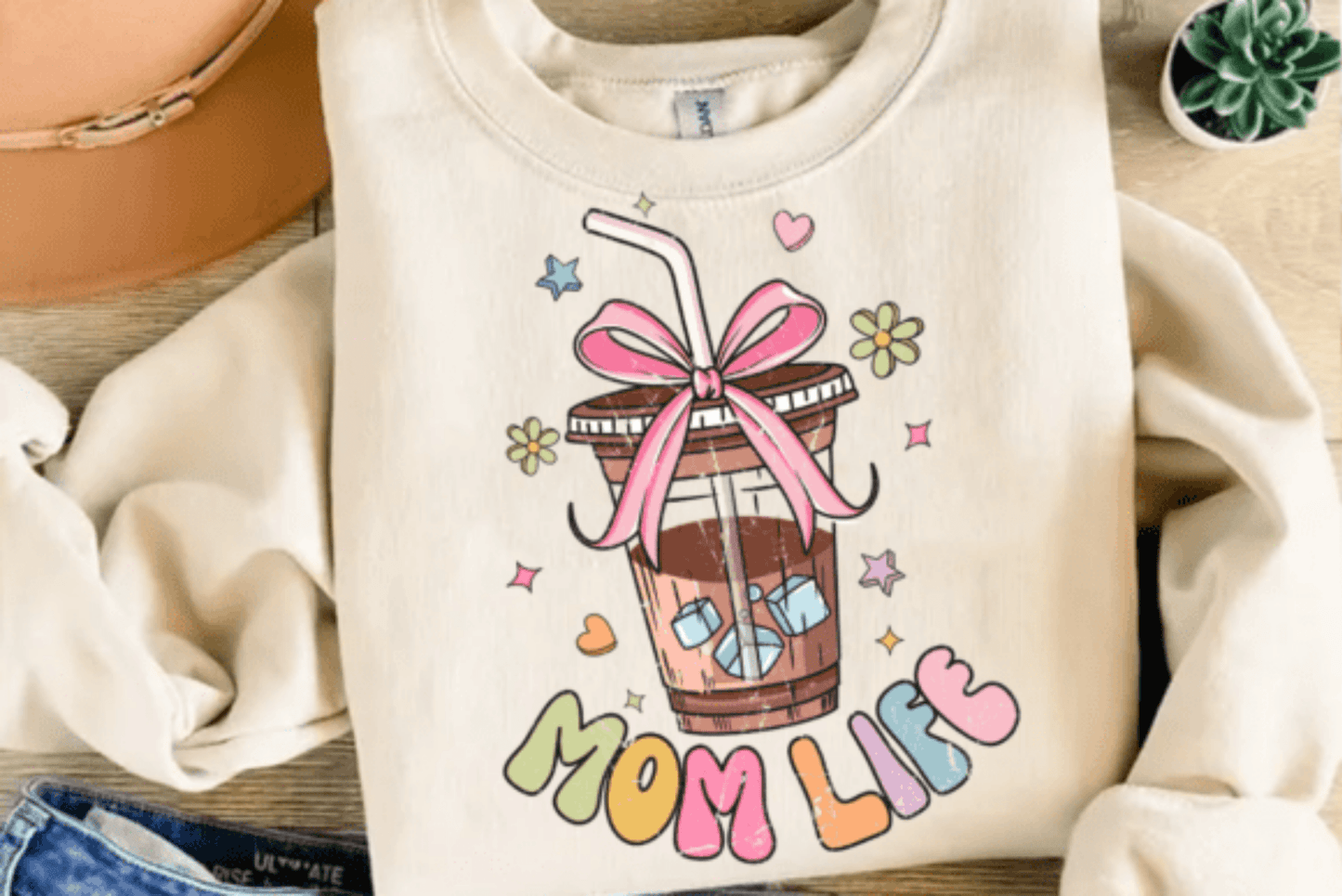 TRANSFER TUESDAY MOM LIFE ICED COFFEE CUP BOW DTF DIRECT TO FILM transfers size ADULT 10X12 - Do it yourself Transfers