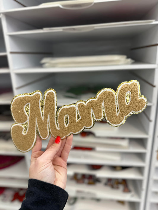 MAMA TAN GOLD Chenille patch 11 inches in size
