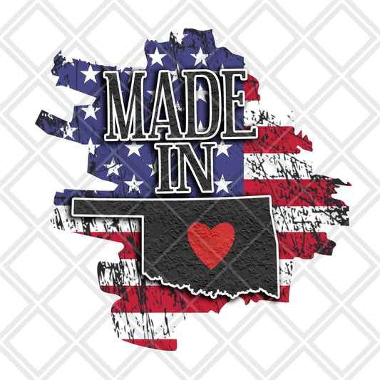 Made in Oklahoma American flag DTF TRANSFERPRINT TO ORDER