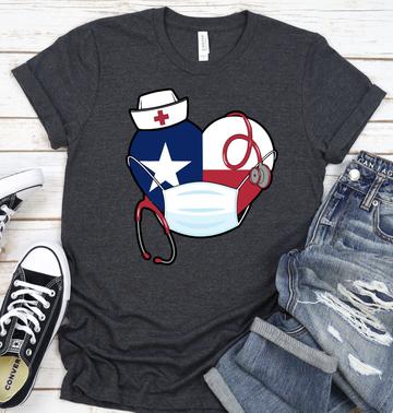 Texas flag heart nurse hat DTF TRANSFERSPRINT TO ORDER