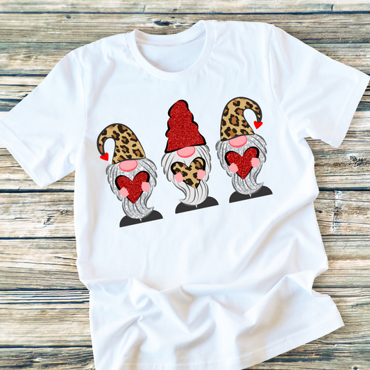 Gnomes leopard hearts Valentines DTF TRANSFERPRINT TO ORDER