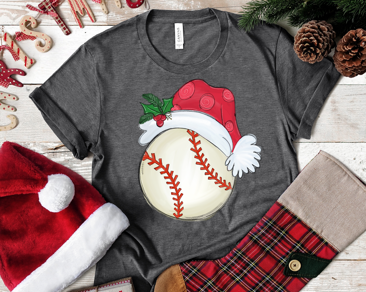 Baseball Santa hat Christmas DTF TRANSFERPRINT TO ORDER
