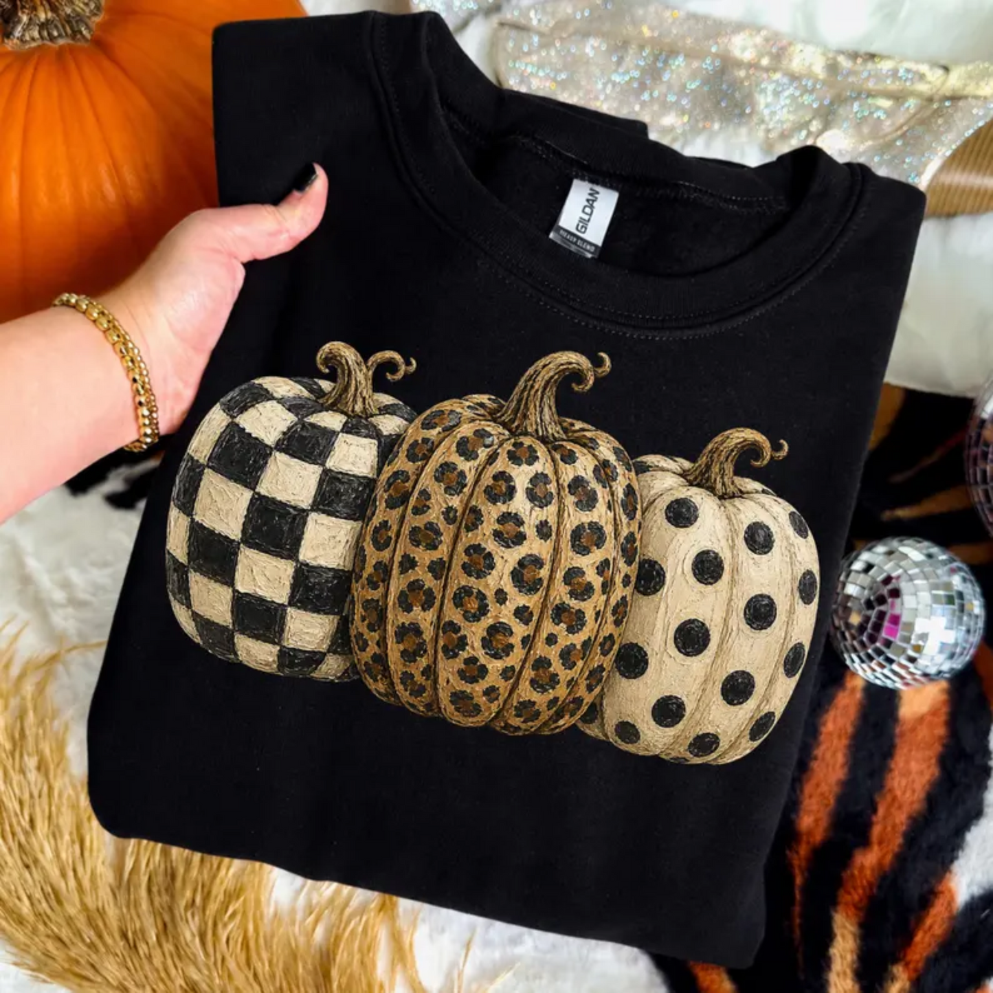 RTS 3 PUMPKINS CHECKER LEOPARD POLKA DTF DIRECT TO FILM transfers ADULT 10X11.5
