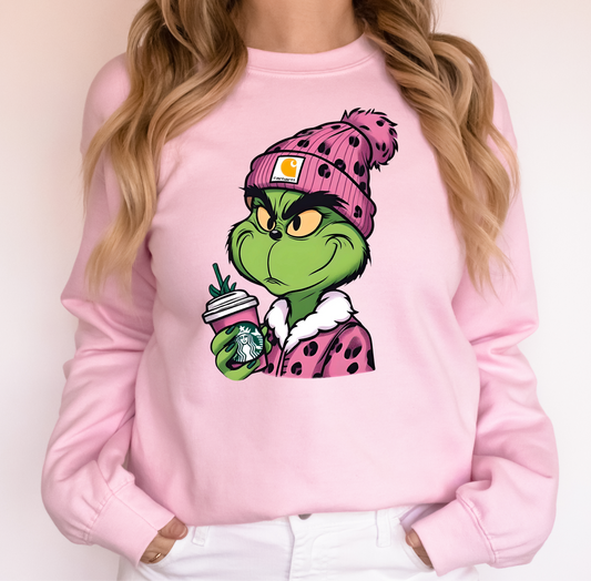 RTS Christmas Coffee pink beanie Green man MATTE BREATHABLE CLEAR FILM SCREEN PRINT TRANSFER ADULT 9X12