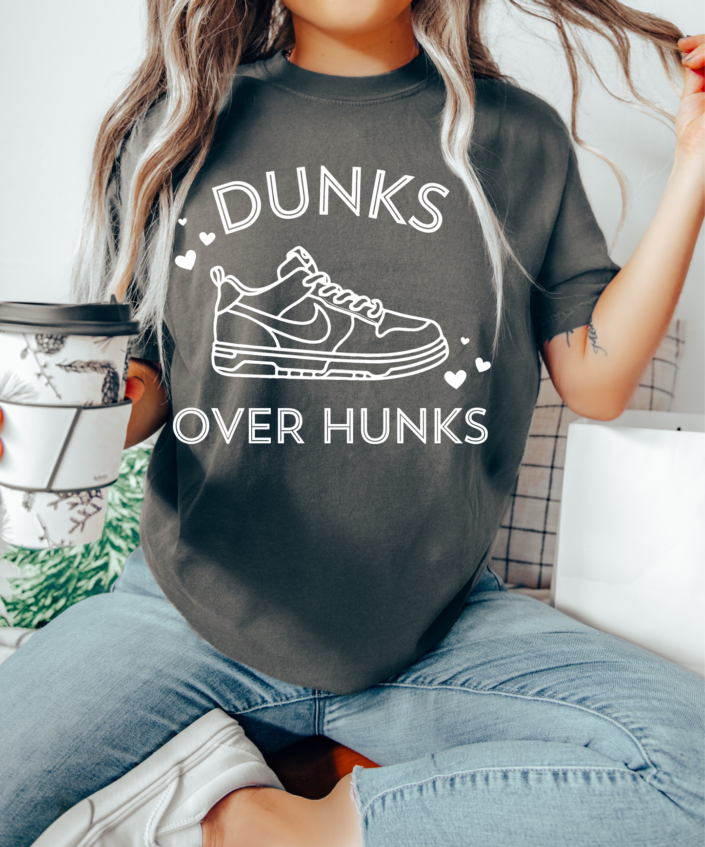 RTS Dunks over Hunks SHOE SINGLE COLOR WHITE Screen Print transfers size ADULT 10X12