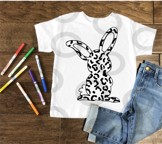 RTS EASTER Leopard bunny drawing coloring book shirt SINGLE COLOR BLACK KIDS  Screen Print transfers size KIDS 9X7