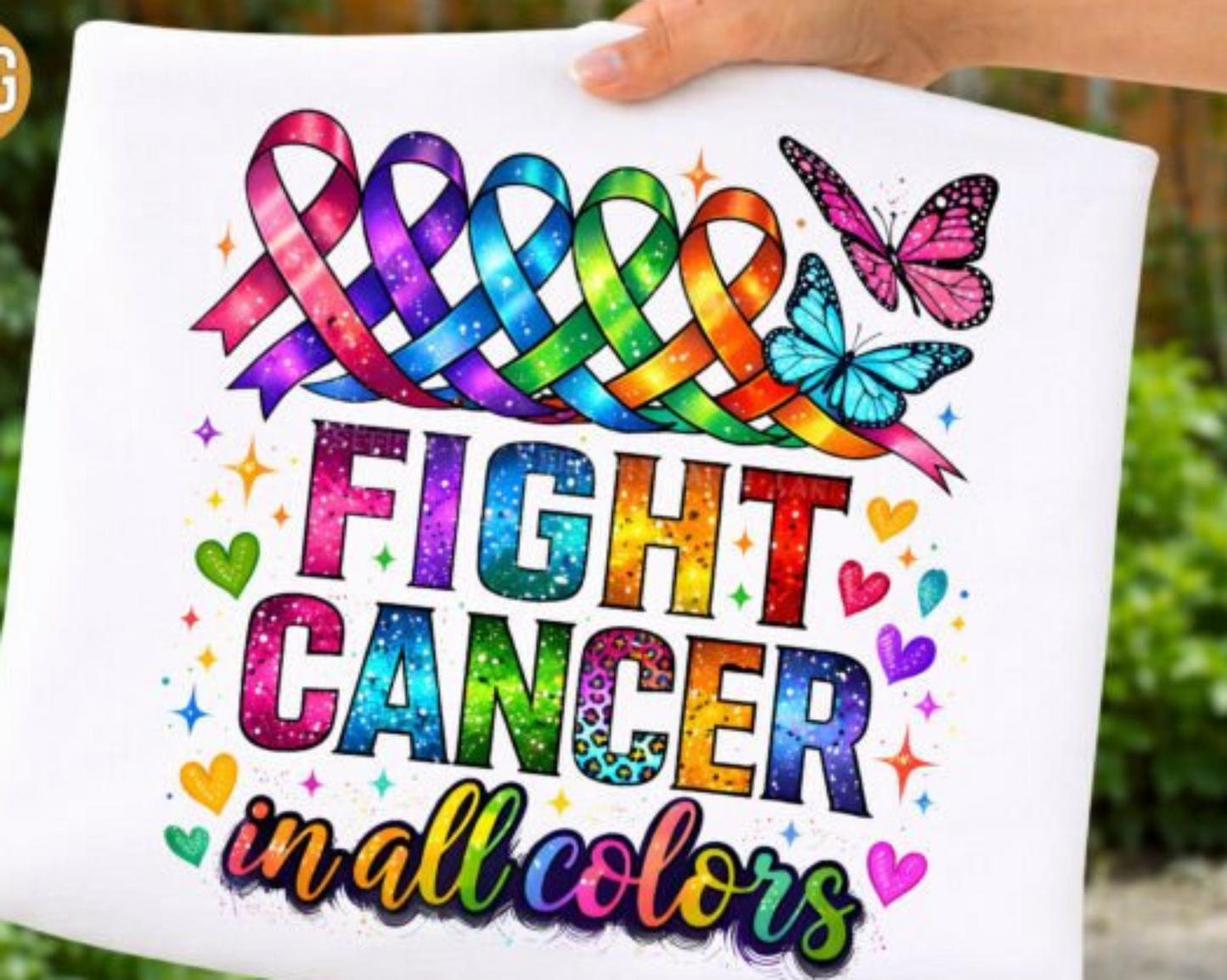 RTS FIGHT CANCER IN ALL COLORS DTF DIRECT TO FILM transfers ADULT 10X11.5