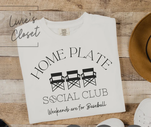 RTS HOME PLATE social club weekends are for baseball SINGLE COLOR BLACK Screen Print transfers size ADULT 10X12