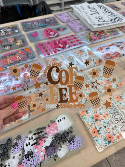 RTS ADULTING SUCKS COFFEE KINDA HELPS UV DTF CUP WRAP 16OZ