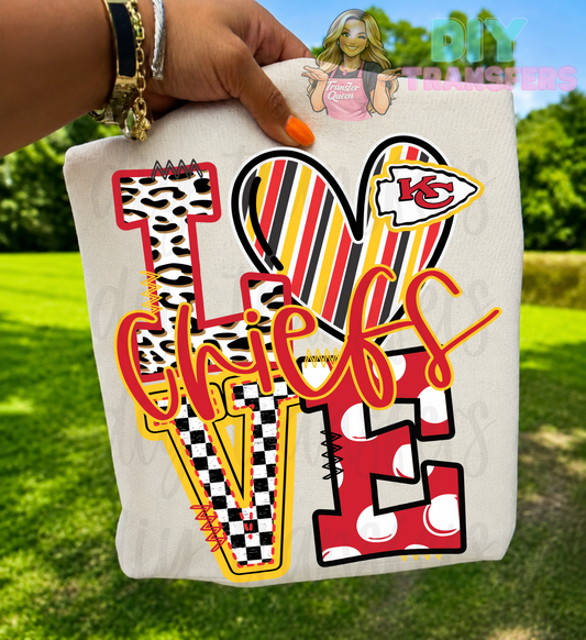 RTS LOVE CHIEFS KC DTF DIRECT TO FILM transfers ADULT 10X11.5