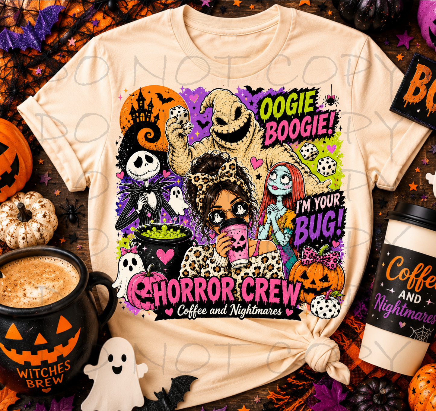 RTS OOGIE BOOGIE HORROR CREW HALLOWEEN DTF DIRECT TO FILM transfers ADULT 10X11.5