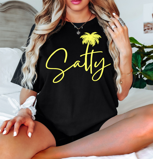 RTS SALTY palm tree SINGLE COLOR NEON YELLOW Screen Print transfers size ADULT 9X12