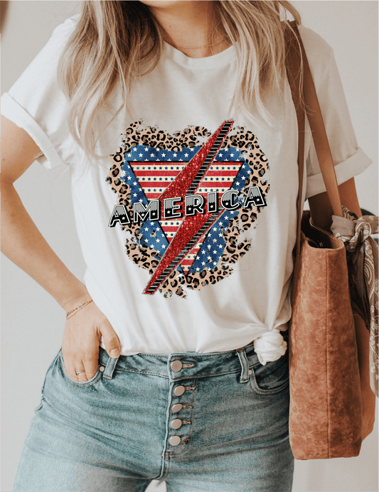 America Lighting bult vintage RED WHITE BLUE stars leopard size DTF TRANSFERPRINT TO ORDER - Do it yourself Transfers