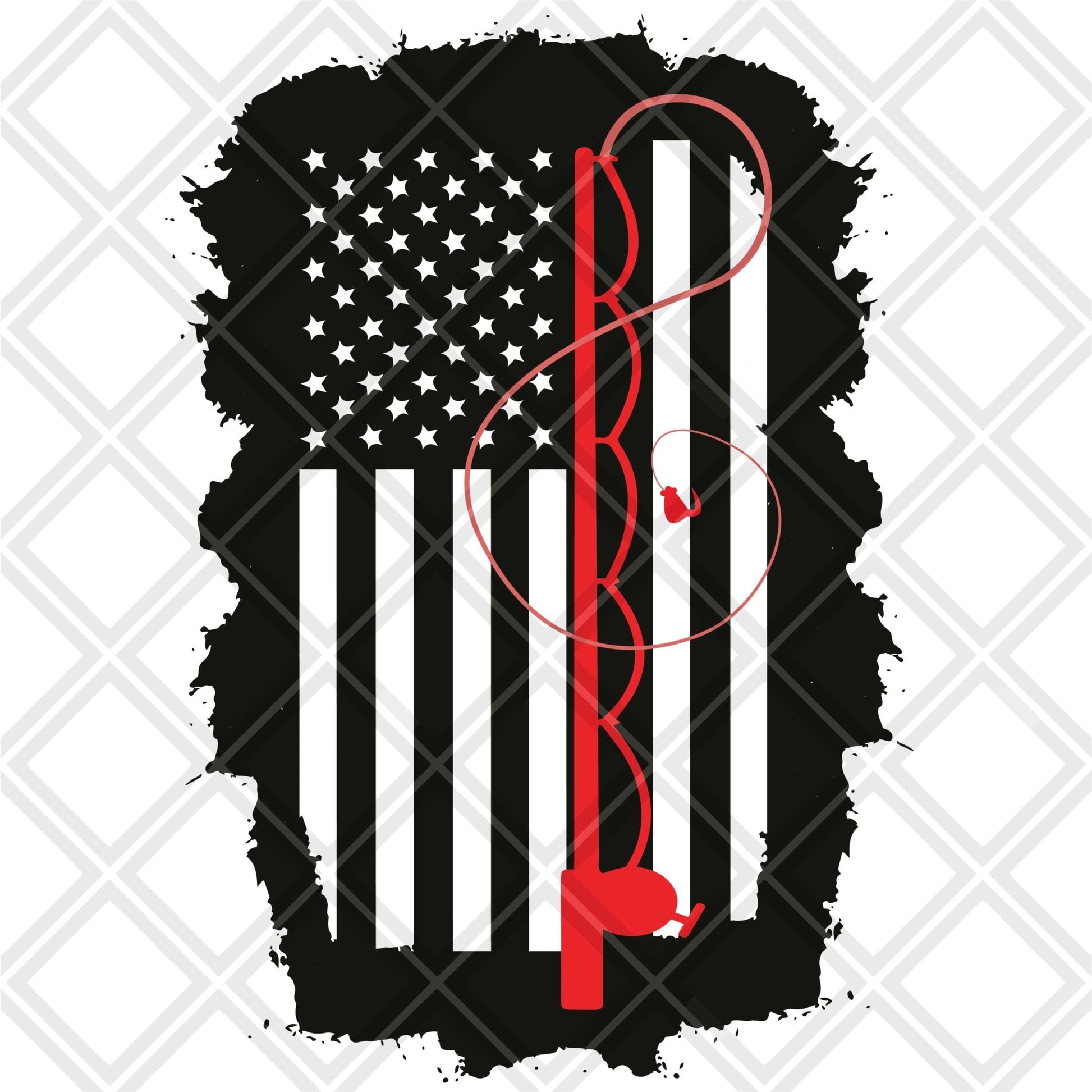American Flag fishing FRAME png Digital Download Instand Download - Do it yourself Transfers