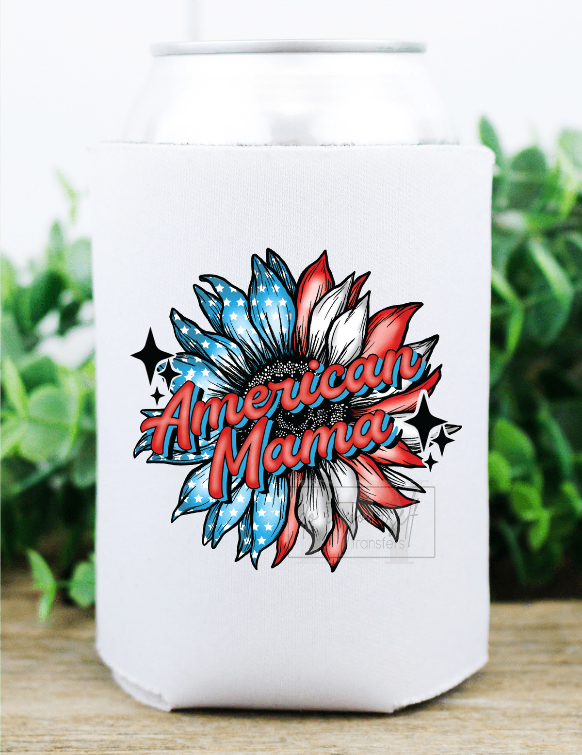 American MAMA Sunflower RED WHITE BLUE stars size 2x2 DTF TRANSFERPRINT TO ORDER - Do it yourself Transfers