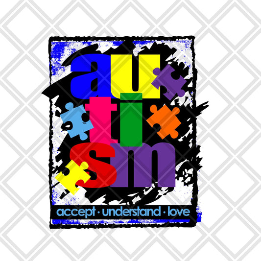 autism accept understand love png Digital Download Instand Download - Do it yourself Transfers