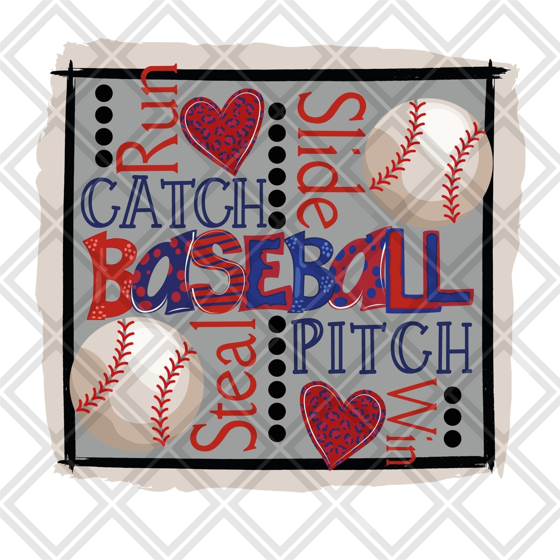 Baseball Catch Pitch steal win run slide DTF TRANSFERSPRINT TO ORDER - Do it yourself Transfers