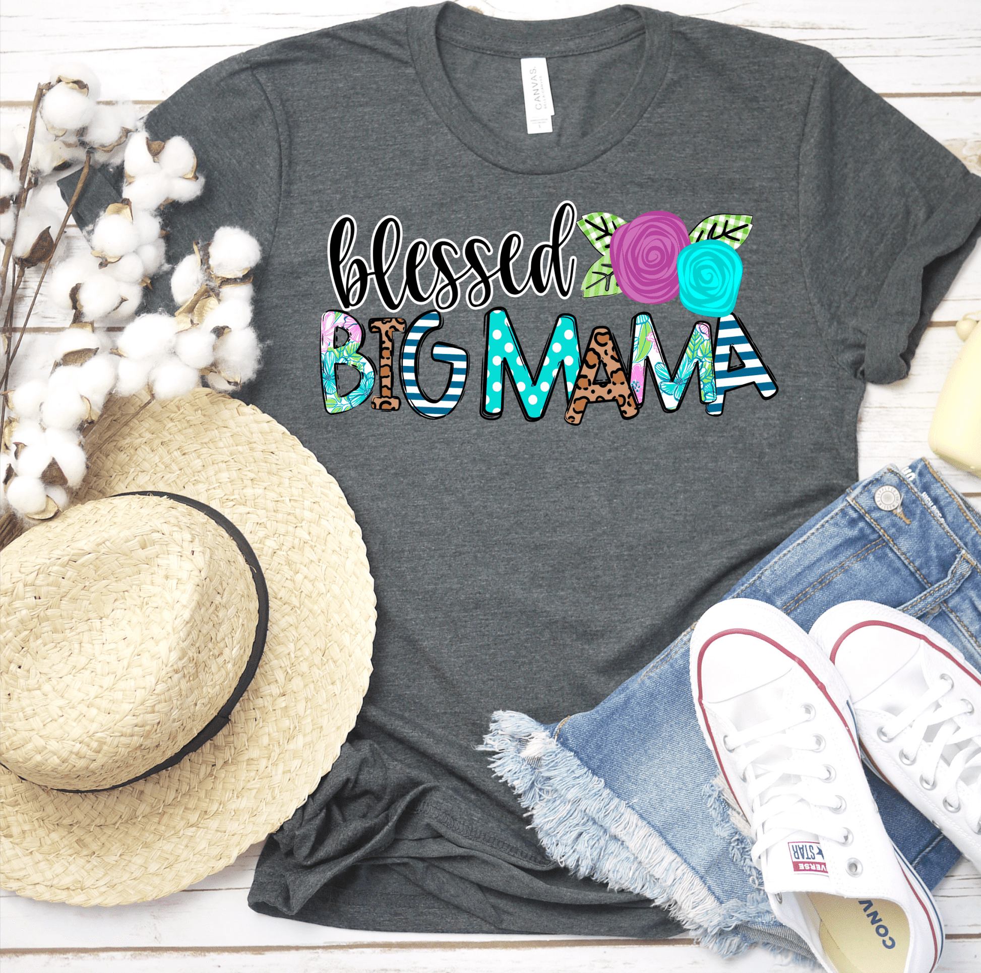 Blessed big mama flowers DTF TRANSFERPRINT TO ORDER - Do it yourself Transfers