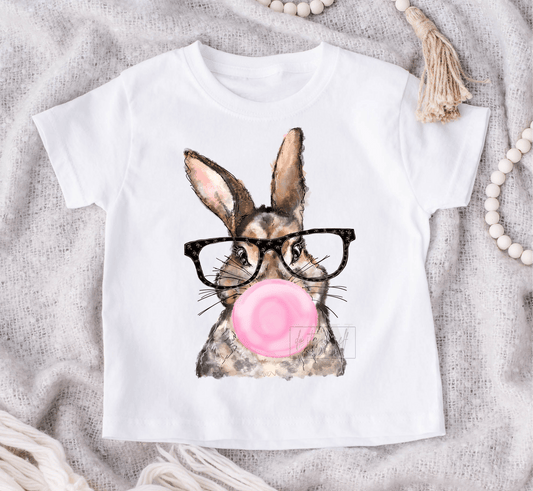Bunny Easter Glasses Bubble gum size KIDS 8x6 DTF TRANSFERPRINT TO ORDER - Do it yourself Transfers