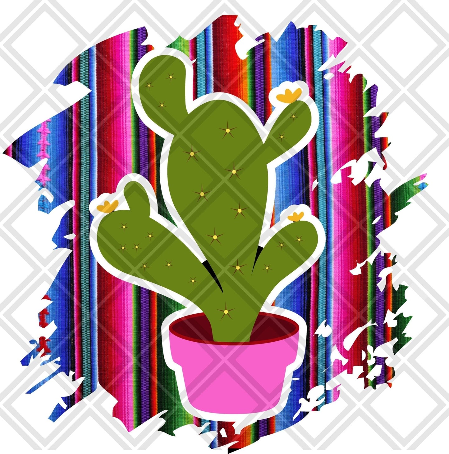 Cactus serape frame png Digital Download Instand Download - Do it yourself Transfers