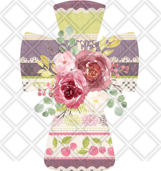 cross flowers png Digital Download Instand Download - Do it yourself Transfers