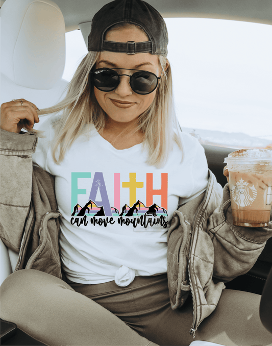 Faith can move moutains colorful cross size ADULT DTF TRANSFERPRINT TO ORDER - Do it yourself Transfers
