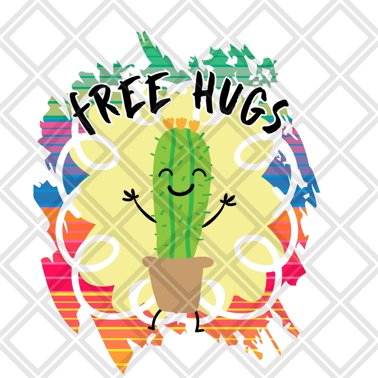 Free Hugs Cactus DTF TRANSFERPRINT TO ORDER - Do it yourself Transfers