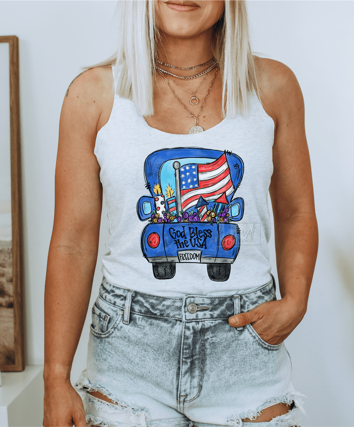 GOD Bless America Truck flag Freedom size ADULT DTF TRANSFERPRINT TO ORDER - Do it yourself Transfers