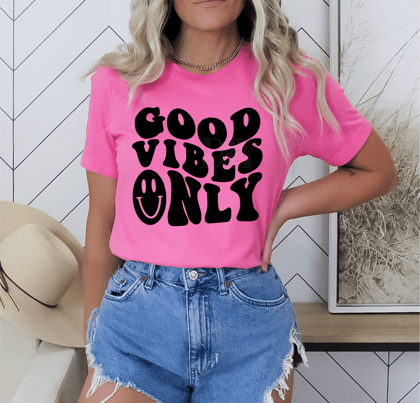 GOOD VIBES ONLY smiley face SINGLE COLOR BLACK SCREEN PRINT TRANSFER ADULT DTF TRANSFERPRINT TO ORDER - Do it yourself Transfers