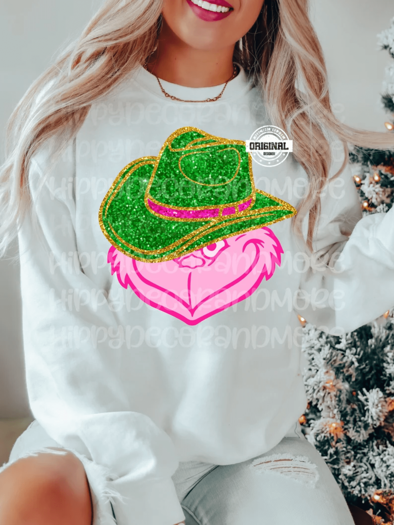 Green MAN Christmas pink cowgirl hat ADULT DTF TRANSFERPRINT TO ORDER - Do it yourself Transfers