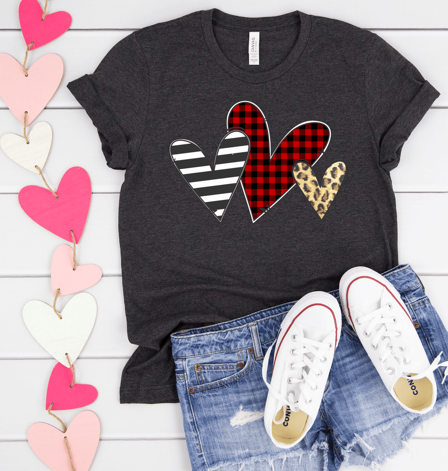 Hearts leopard buffalo plaid black and white stripe Valentines DTF TRANSFERPRINT TO ORDER - Do it yourself Transfers