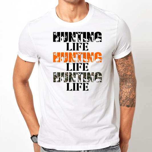 Hunting Life Hunting Life Hunting Life orange camo birds antlers deer men size ADULT 12.2x10 DTF TRANSFERPRINT TO ORDER - Do it yourself Transfers