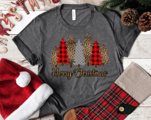 Merry Christmas trees leopard buffalo plaid pattern png Digital Download Instand Download - Do it yourself Transfers