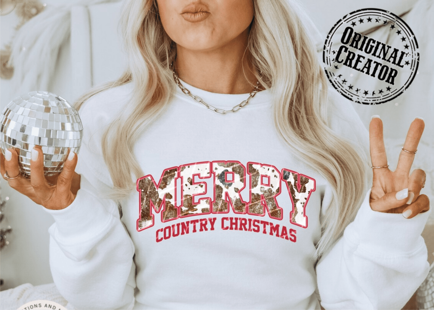 MERRY Country Christmas cow print ADULT DTF TRANSFERPRINT TO ORDER - Do it yourself Transfers