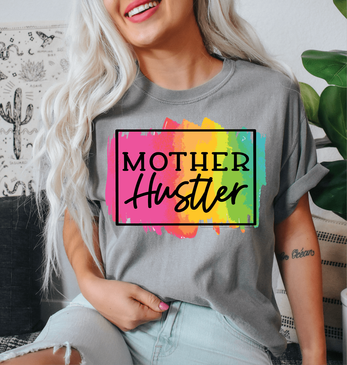 Mother Hustle Rainbow Frame size ADULT DTF TRANSFERPRINT TO ORDER - Do it yourself Transfers