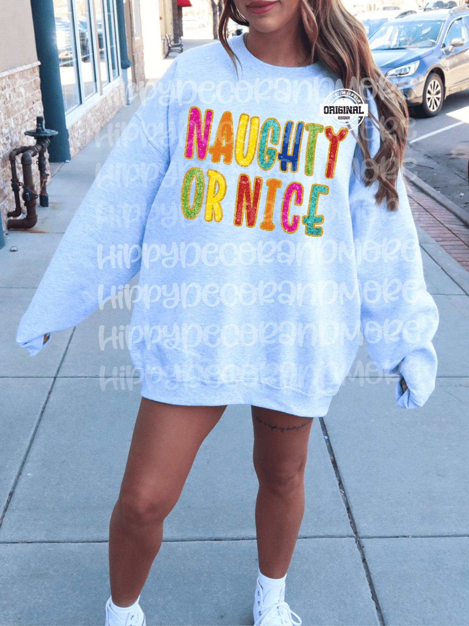 NAUGHTY OR NICE Christmas multi color DTF TRANSFER PRINT TO ORDER 691 - Do it yourself Transfers