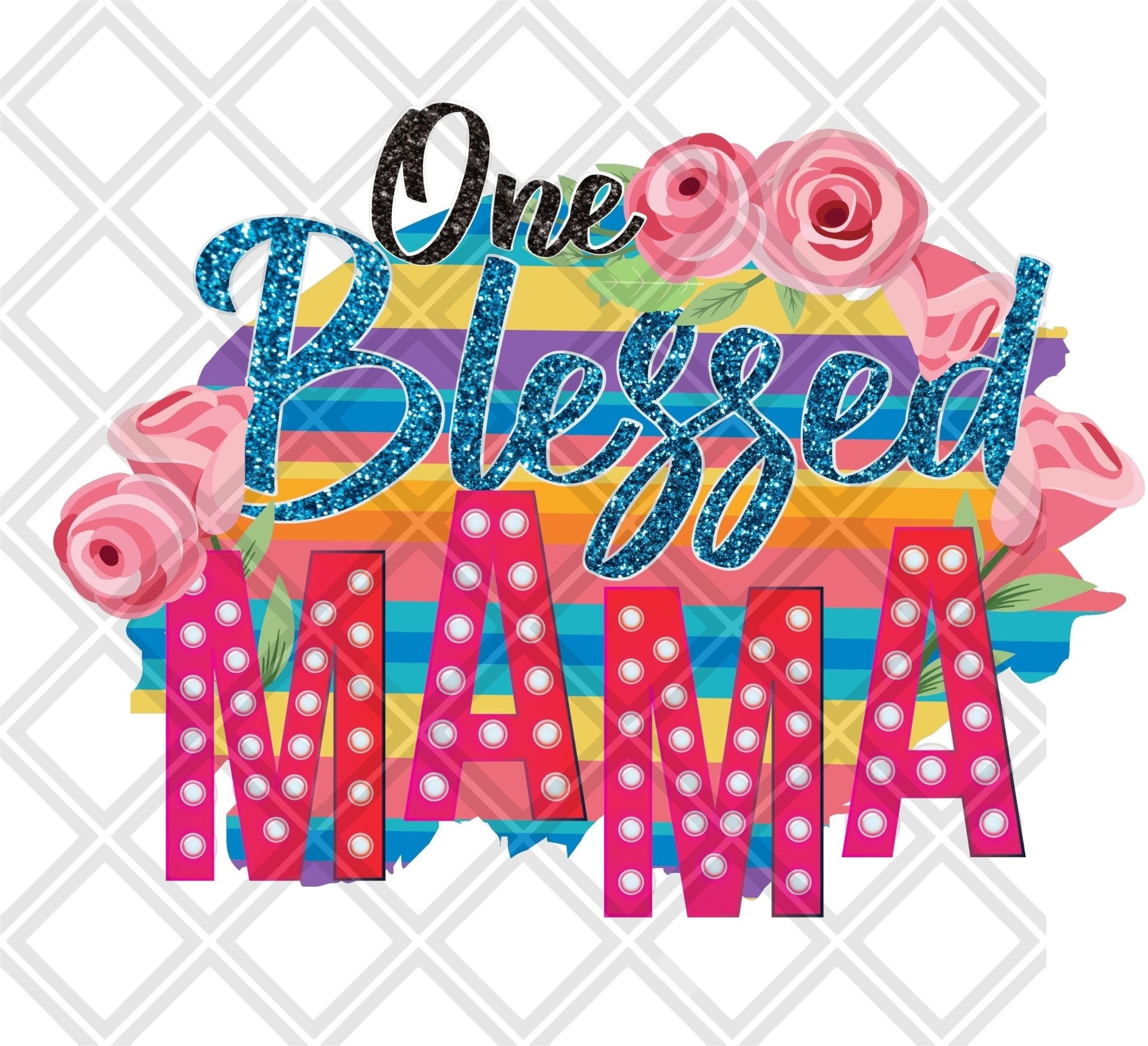 one blessed mama pink flowers DTF TRANSFERPRINT TO ORDER - Do it yourself Transfers