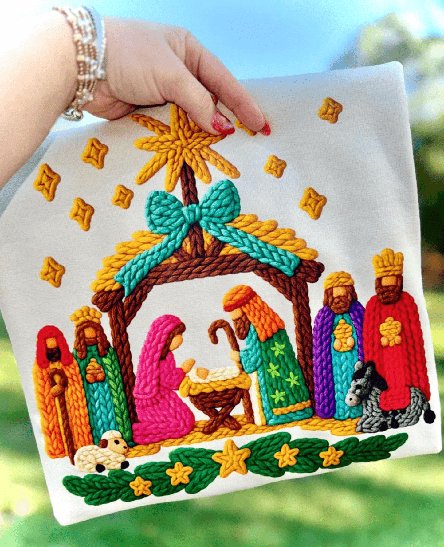 RTS BABY JESUS CHRISTMAS MARY MULTI COLOR FAUX DTF DIRECT TO FILM transfers ADULT 10X12 - Do it yourself Transfers