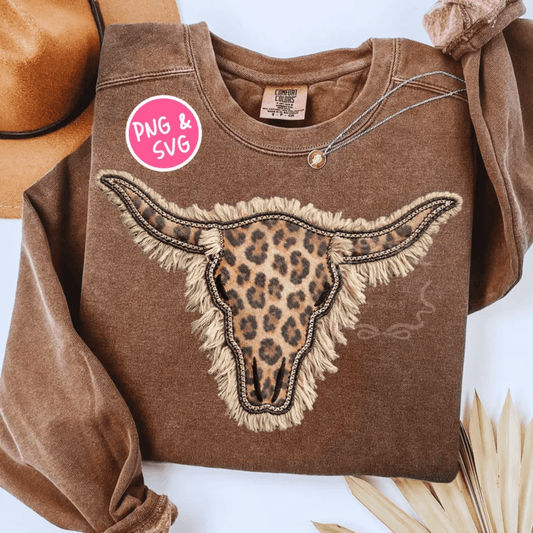 RTS BOHO WESTERN BULL LEOPARD FAUX DTF DIRECT TO FILM transfers ADULT 10X11.5 - Do it yourself Transfers
