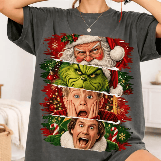 RTS CHRISTMAS GANG SANTA GREEN MAN ELF DTF DIRECT TO FILM transfers ADULT 10.5X11.5 - Do it yourself Transfers