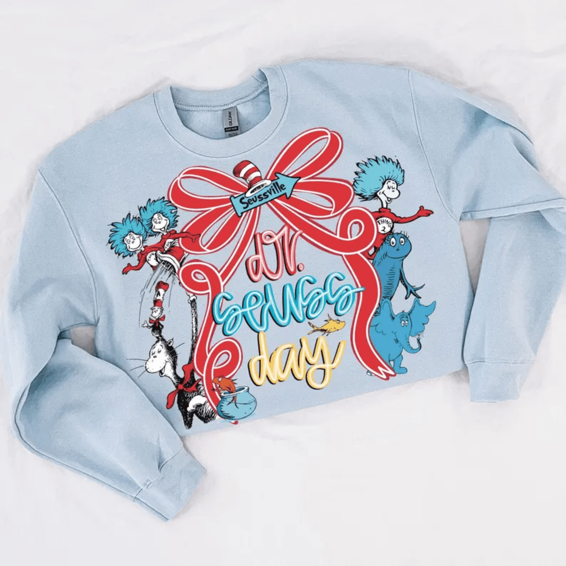 RTS DR SUESS DAY BOW DTF DIRECT TO FILM transfers ADULT 10X11.5 - Do it yourself Transfers