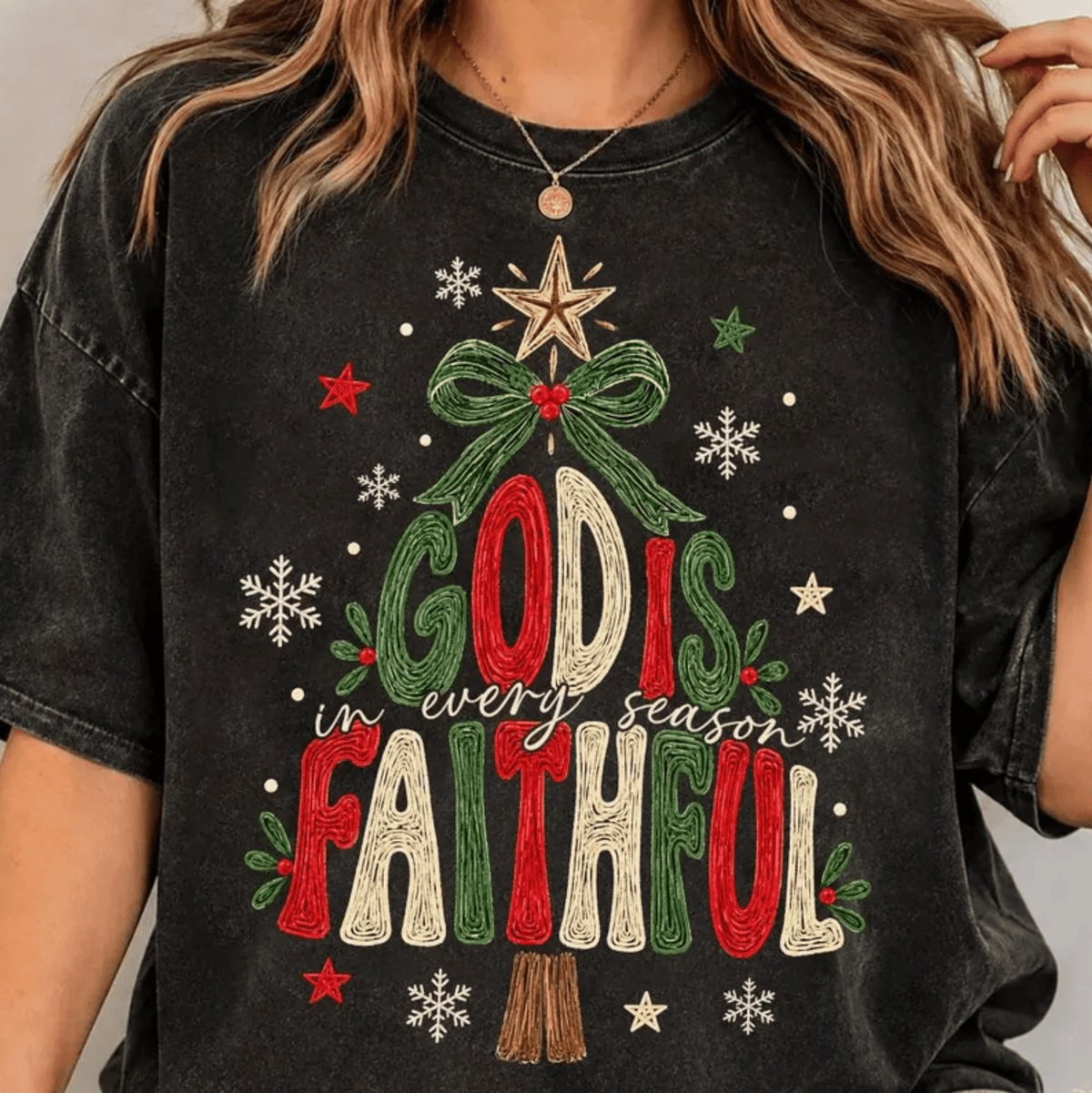 RTS GOD IS FAITHFUL IN EVERY SEASON CHRISTMAS TREE DTF DIRECT TO FILM transfers ADULT 10.5X11.5 - Do it yourself Transfers